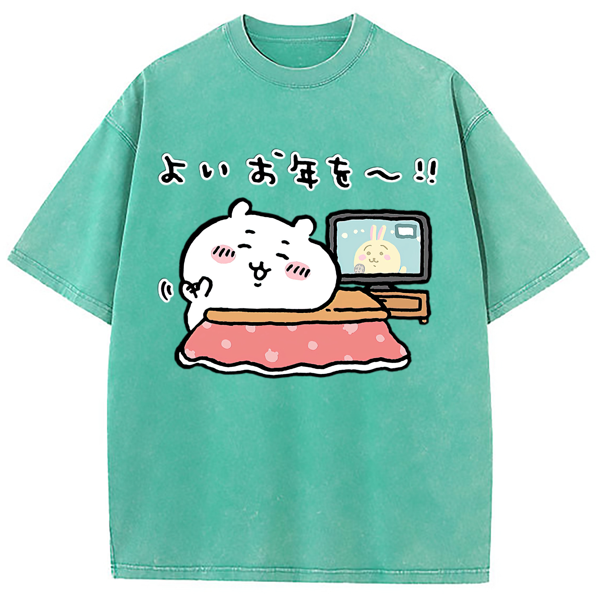 （画像用） ちいかわ ちいかわ Chii-kawa chiikawa 綿100% ヴィンテージ風 半袖Tシャツ（フロントプリント）